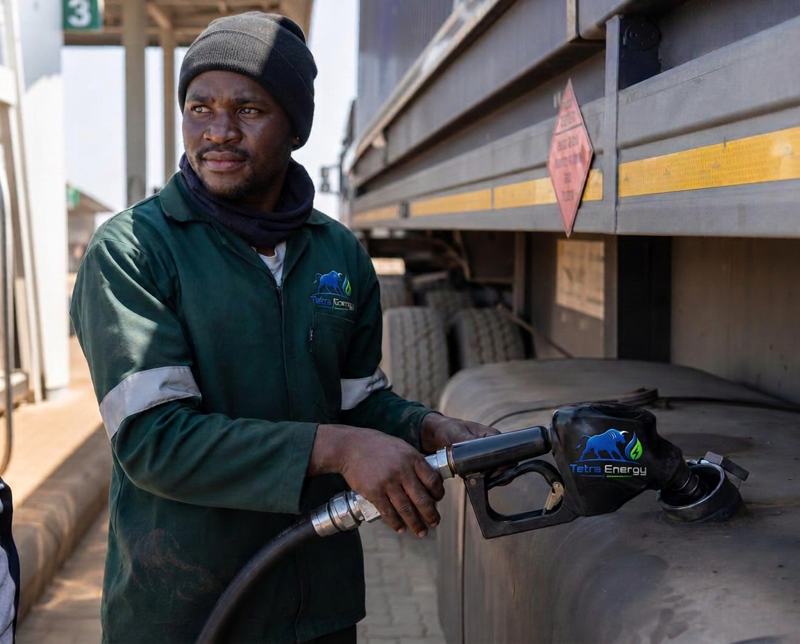 Tetra Energy attendant refuelling a haulage truck at a corridor station